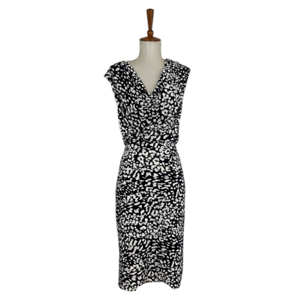 Adrianna‎ Papell Animal Print Dress Women’s 8 Cowl Neck Sleeveless Sheath